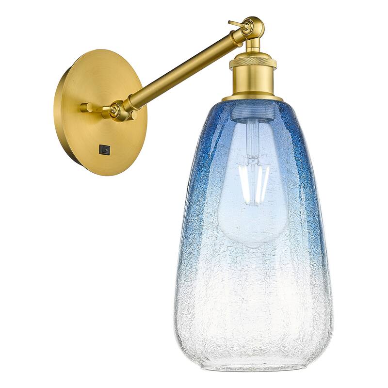 Innovations Lighting Endless Possibilities Ballston - Brookhaven Almond - 1 Light 6" Adjustable Sconce - Satin Gold/Sapphire Blue