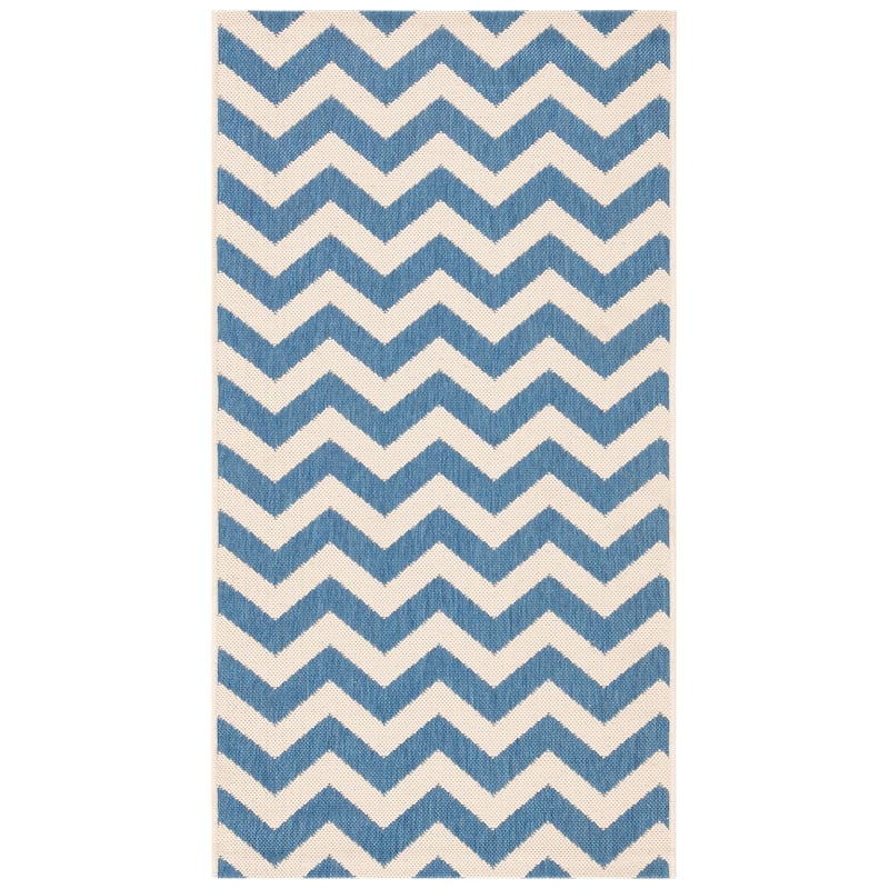 SAFAVIEH Courtyard Reeta Indoor/ Outdoor Waterproof Patio Backyard Rug - 2'7"x5' - Blue/Beige