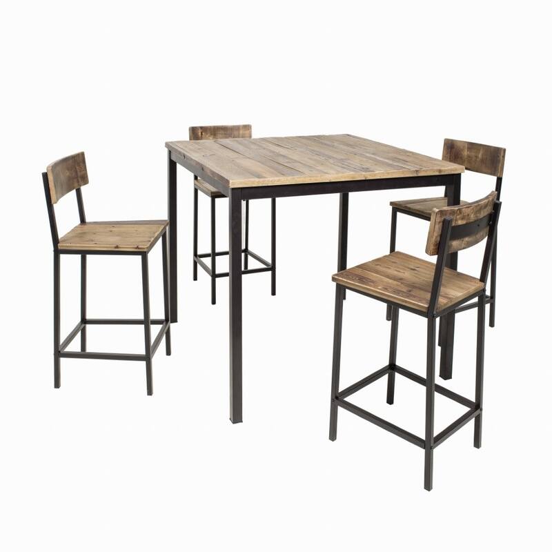 Dining chair/Stools with reclaimed wood seat & back, Set of 2