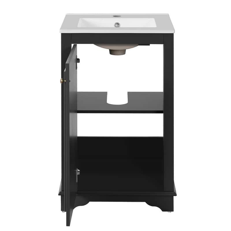 20" Bathroom Vanity with Ceramic Sink, Soft Closing Door, adjustable shelf