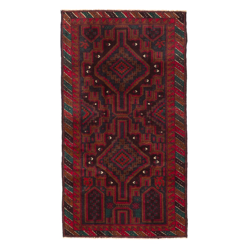 ECARPETGALLERY Hand-knotted Teimani Red Wool Rug - 3'2 x 5'10