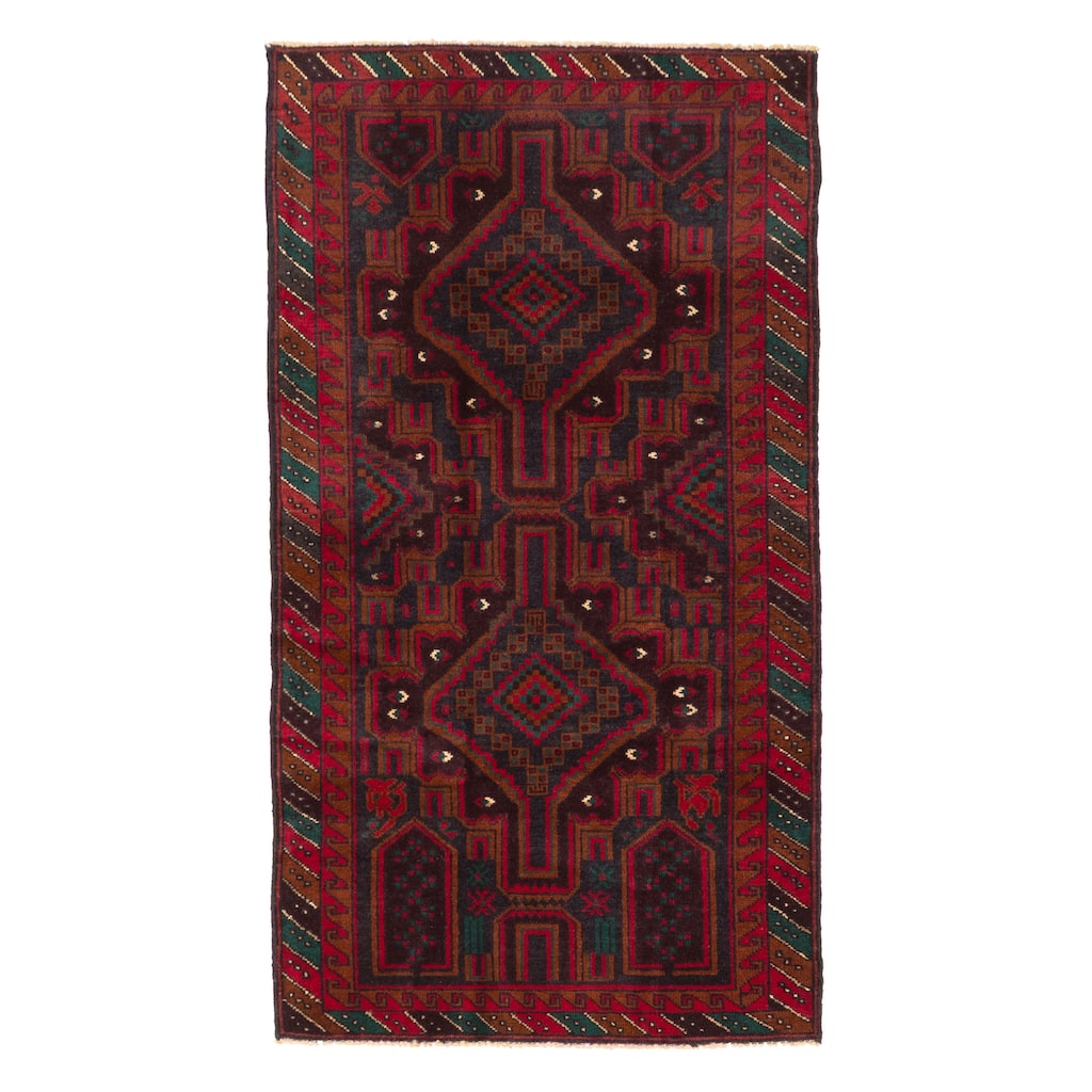 ECARPETGALLERY Hand-knotted Teimani Red Wool Rug - 3'2 x 5'10