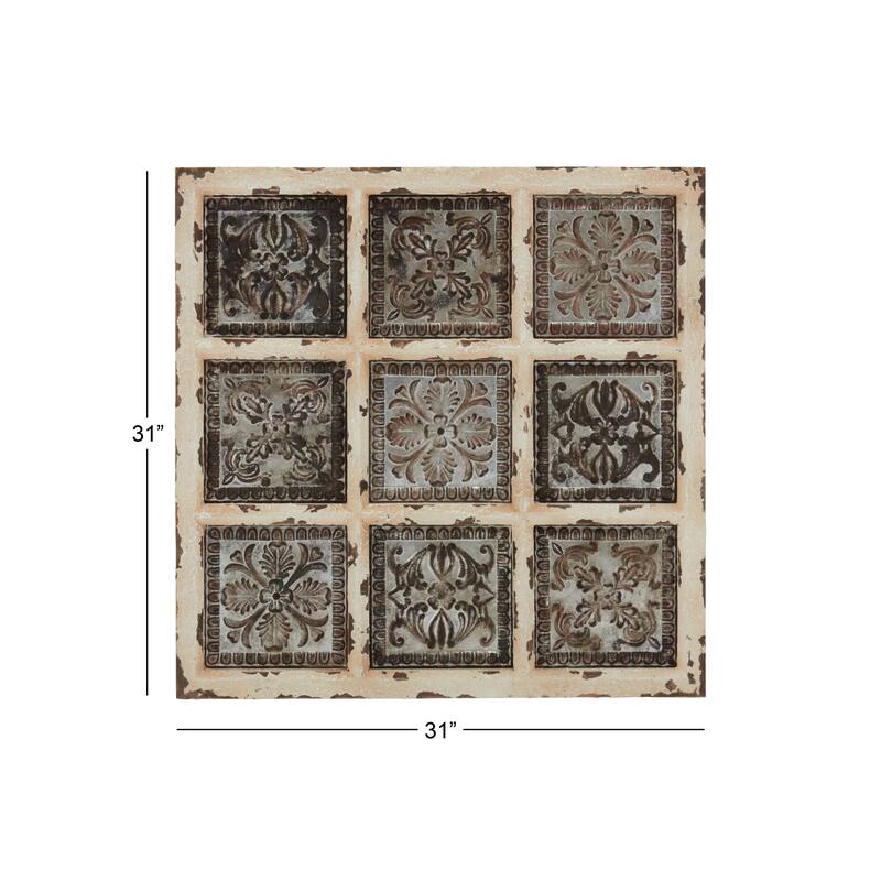 White Metal Scroll Home Wall Decor with Embossed Details