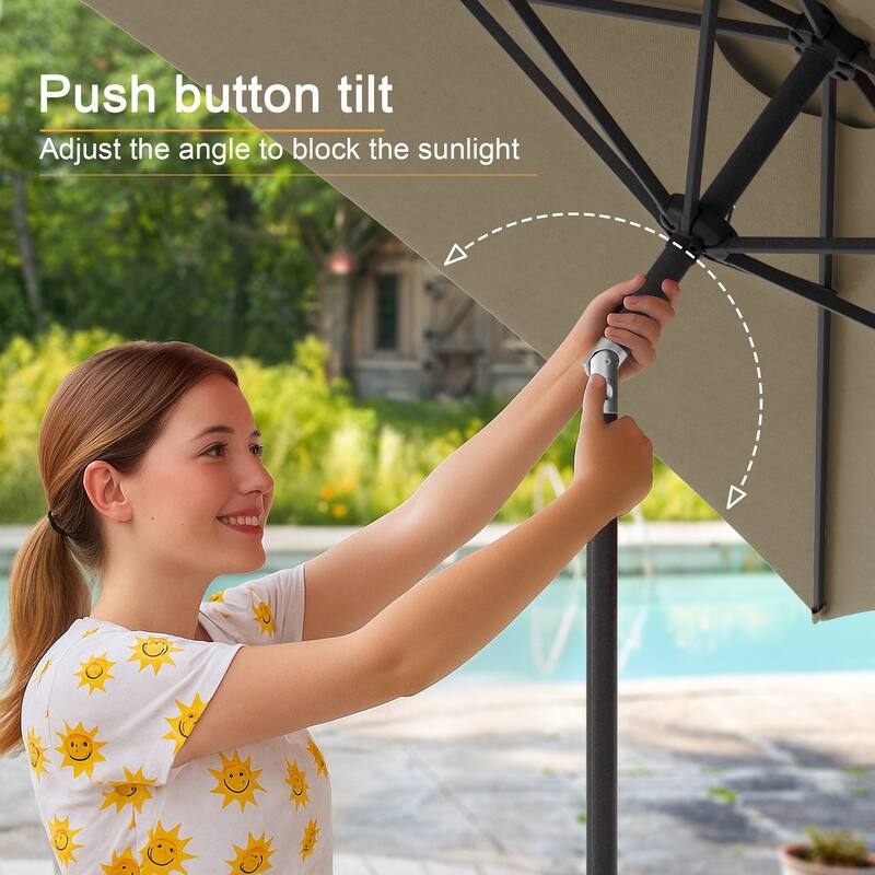 LIVOOSUN 10 x 6.5ft Outdoor Market Patio Umbrella w/Tilt and Crank