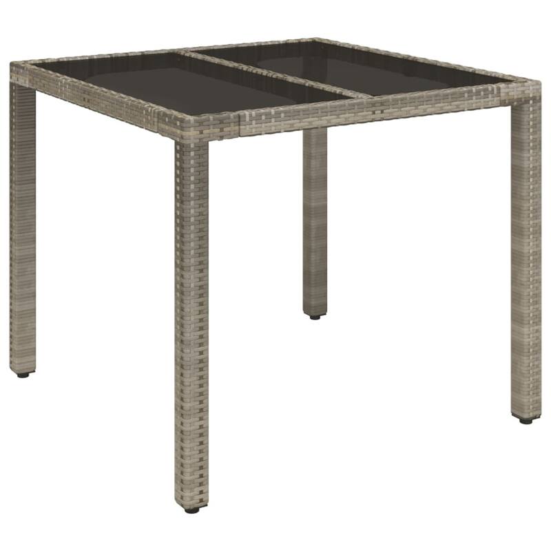 vidaXL 3 Piece Patio Dining Set with Cushions Black Poly Rattan - 18.9" x 21.7" x 34.6"