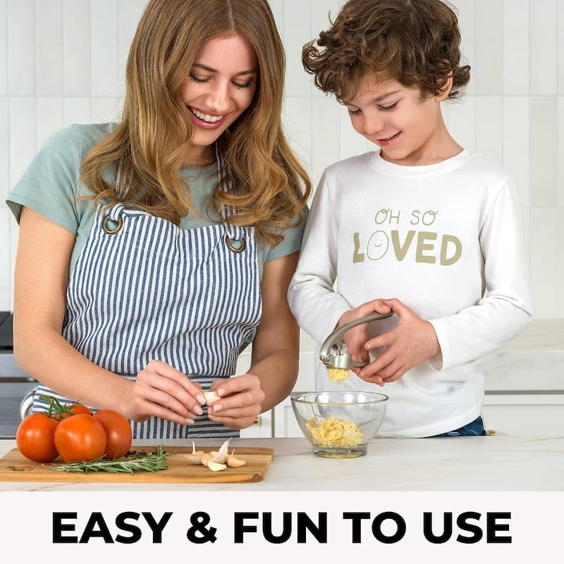 Zulay Kitchen Garlic Press with Ergonomic Soft Easy Squeeze Handle