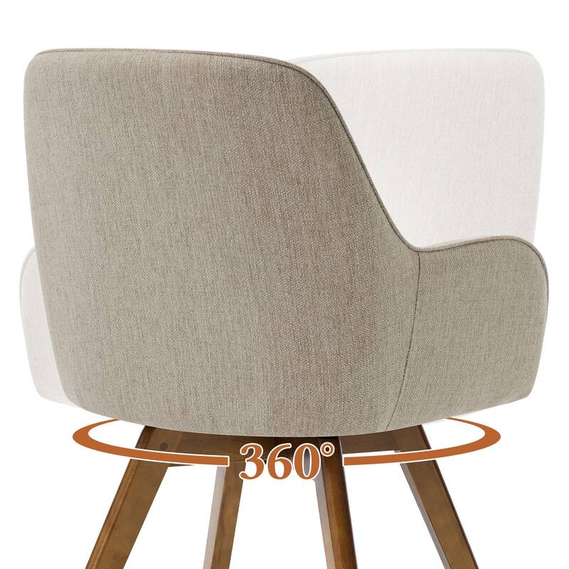 Swivel Upholstered Dining Chair Set of 2 Armchair with Beech Wood Legs - 33.3" H x 23.2" W x 22.4" D