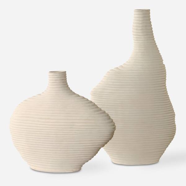 slide 2 of 3, Uttermost 18140 Duostacked Ceramic Decorative Vases - Set of 2 - Cream Cream