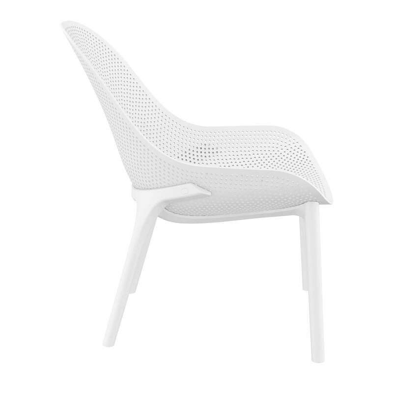 32.75" White Solid Patio Lounge Chair