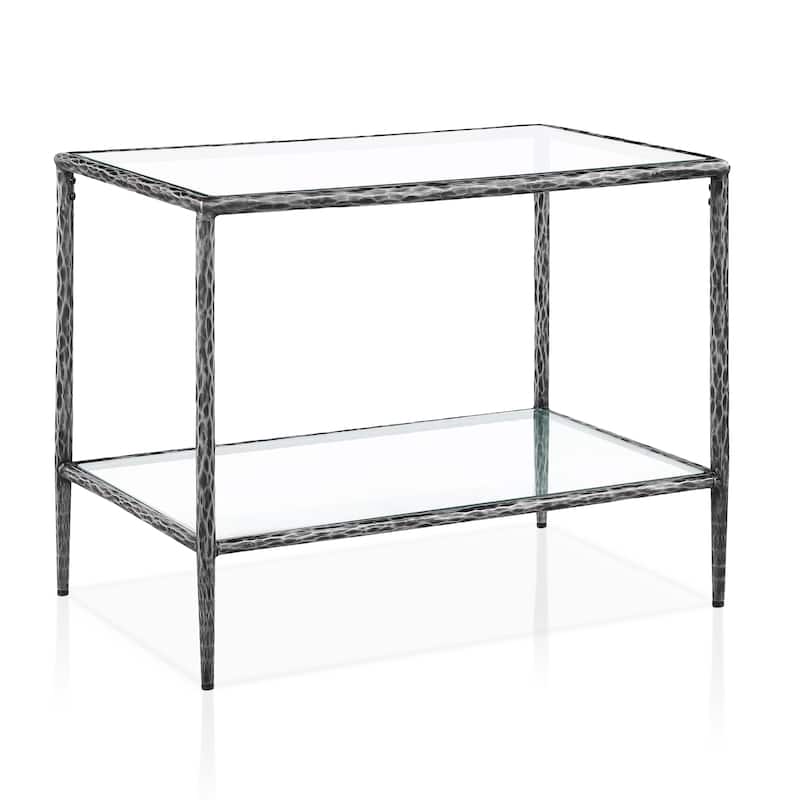 247 Shop At Home Lalia Modern Hammered Metal 1-Shelf End Table