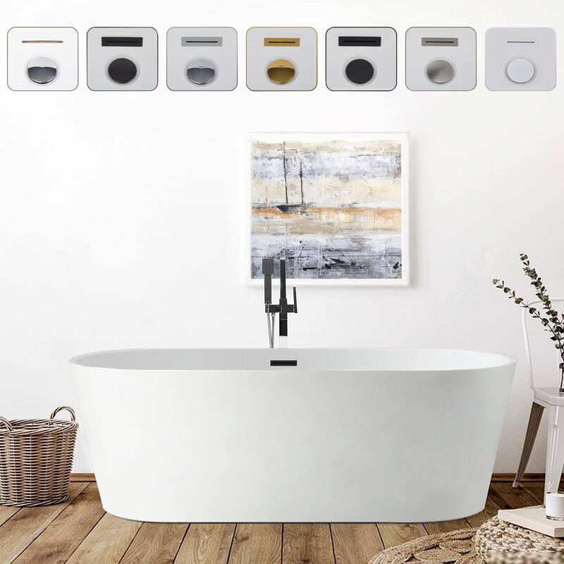 Vanity Art 54" Acrylic Freestanding Soaking Bathtub