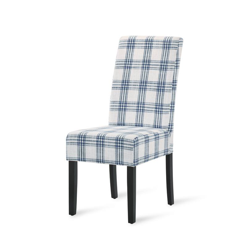 Fabric Dining Chair Set of 2, Upholstered Living Room Chair, No Arms Side Chair High-Back Accent Chair with Wood Legs