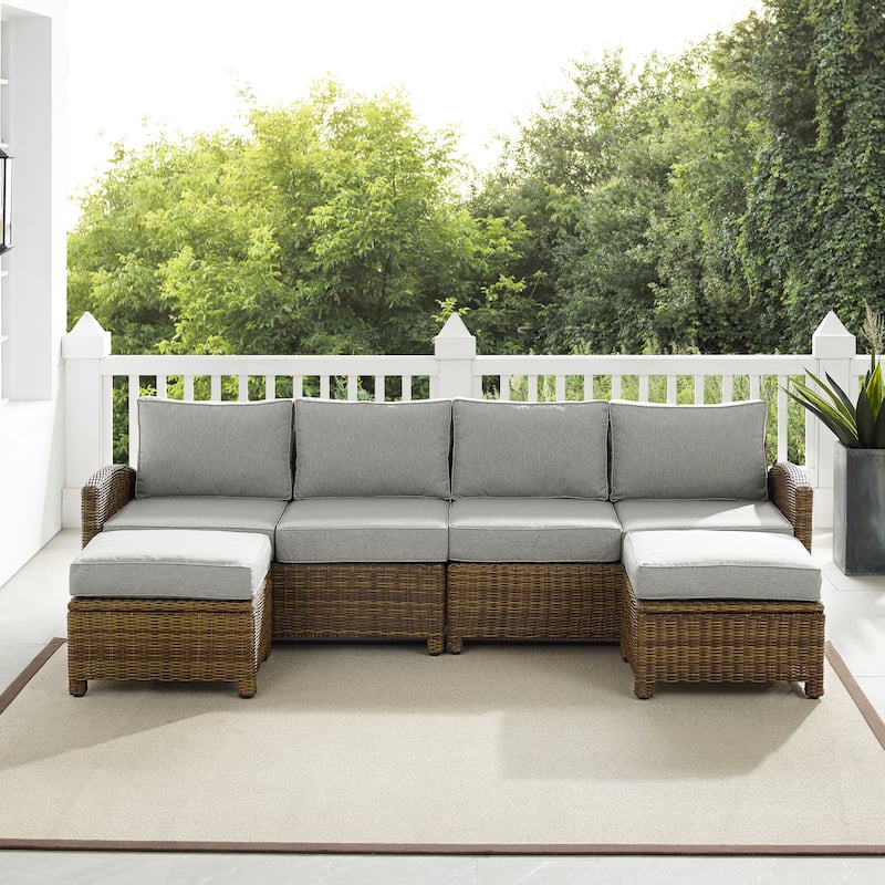 Crosley Bradenton 4Pc Outdoor Wicker Sectional Set - 70.5"d x 105.5"w x 32.5"h