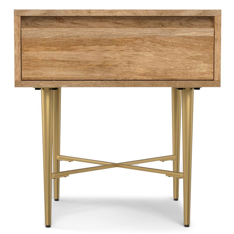 Simpli Home Fallon MANGO WOOD 20" Wide Square End Table with Drawer in Natural