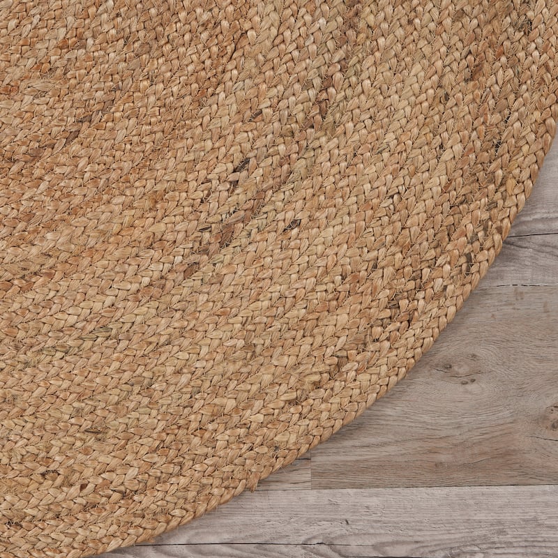 Sevita Organic Jute Round Braided Area Rug, Natural