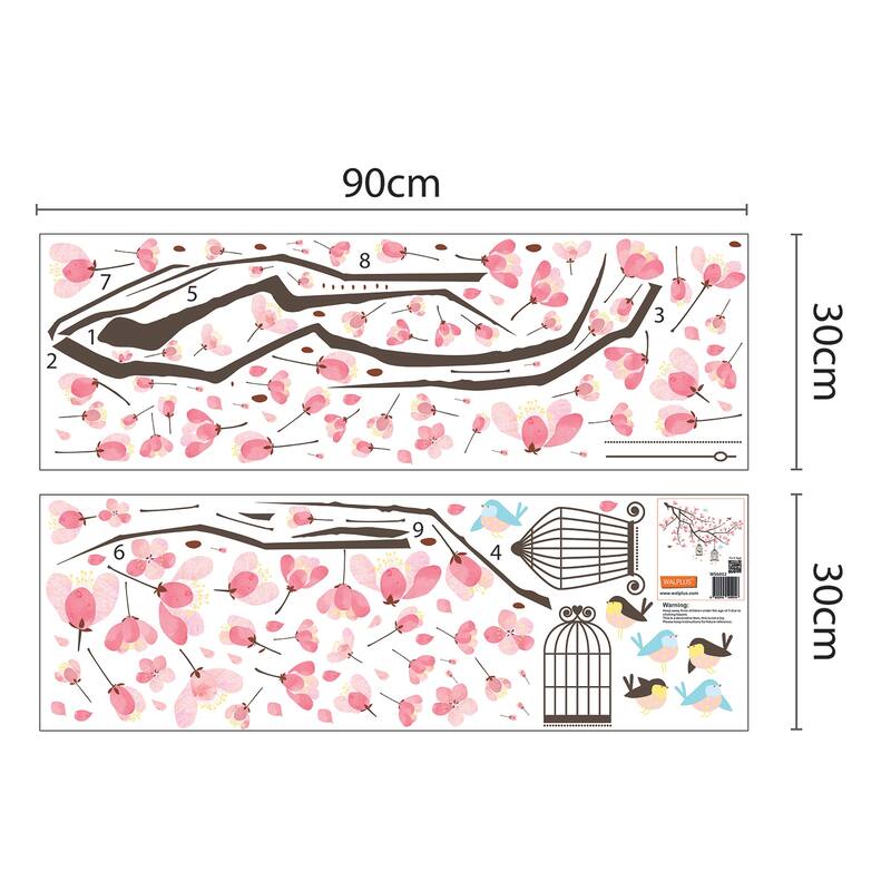 Walplus Pink Blossom Flower Tree Wall Sticker Wall Art Nursery Decor