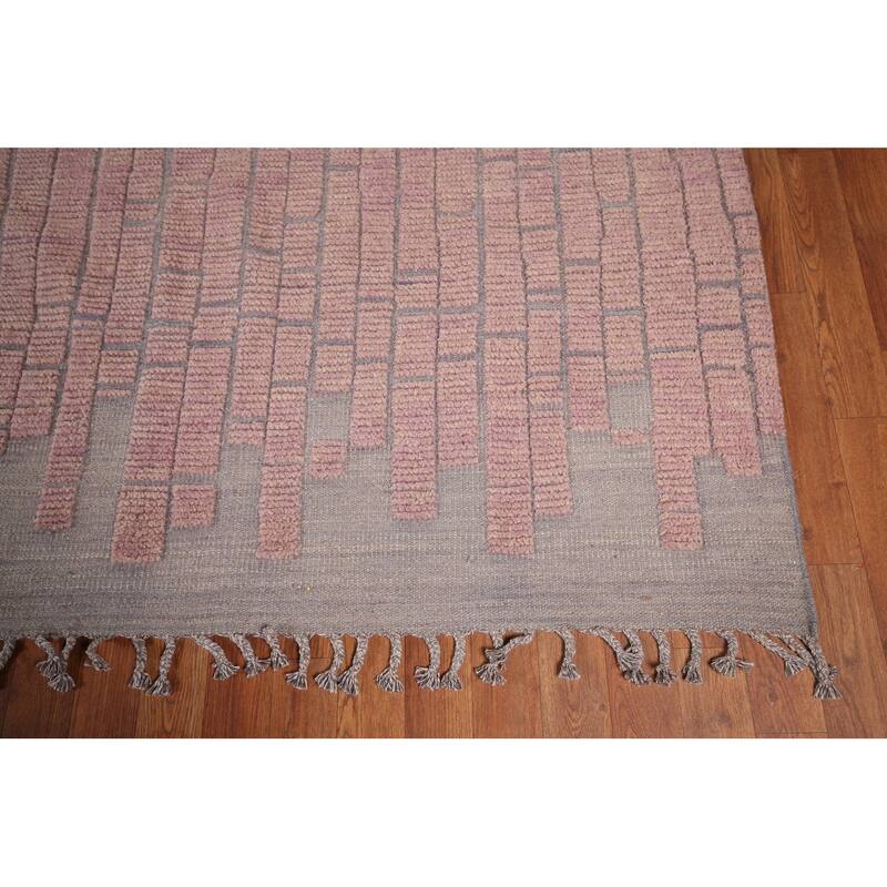 All-Over Pink Moroccan Oriental Large Area Rug Handmade Wool Carpet - 11'8"x 17'9"