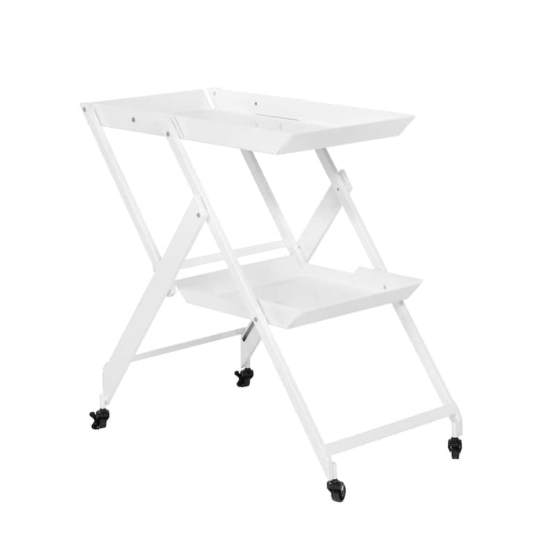 Zonnie Contemporary Steel 2-Shelf Folding Server Cart with Wheeled Base by Furniture of America