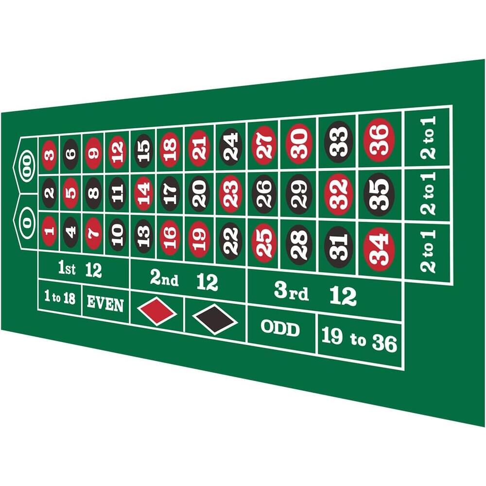 GSE™ 36"x72" Casino Roulette Tabletop Layout Felt, Casino Table Top Cover Mat - Layout Felt