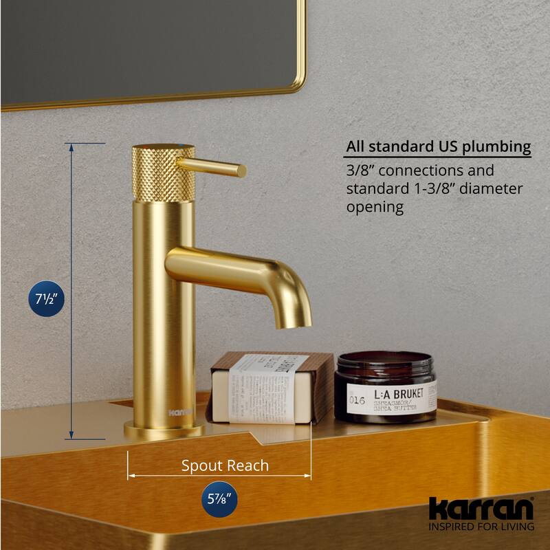 Karran Tryst KBF460 Single-Handle Single Hole Basin Bathroom Faucet with Matching Pop-up Drain