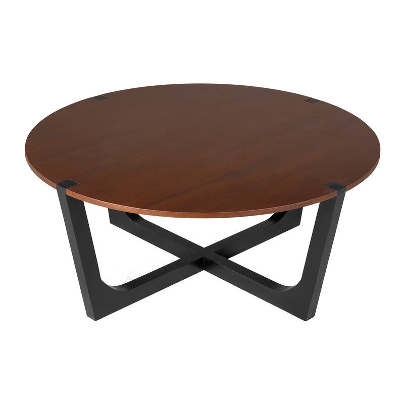 Versatile Coffee Table with X-Cross and Round Tabletop