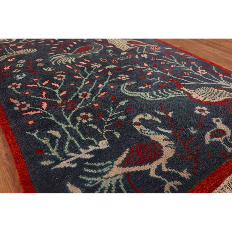 Animals Pictorial Ziegler Oriental Foyer Rug Handmade Wool Carpet - 4'1"x 5'11"
