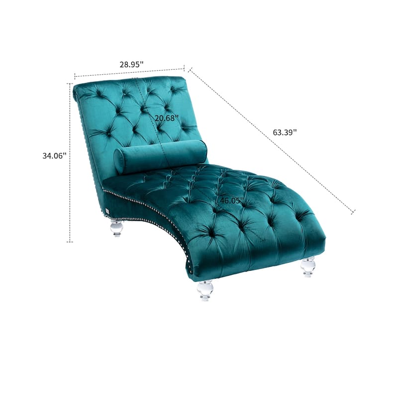 Elegant Stylish Velvet Upholstered Leisure Lounge Chair with Transparent Acrylic Legs