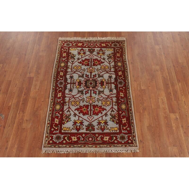 Heriz Serapi Oriental Foyer Rug Hand-Knotted Wool Carpet - 3'0"x 4'11"