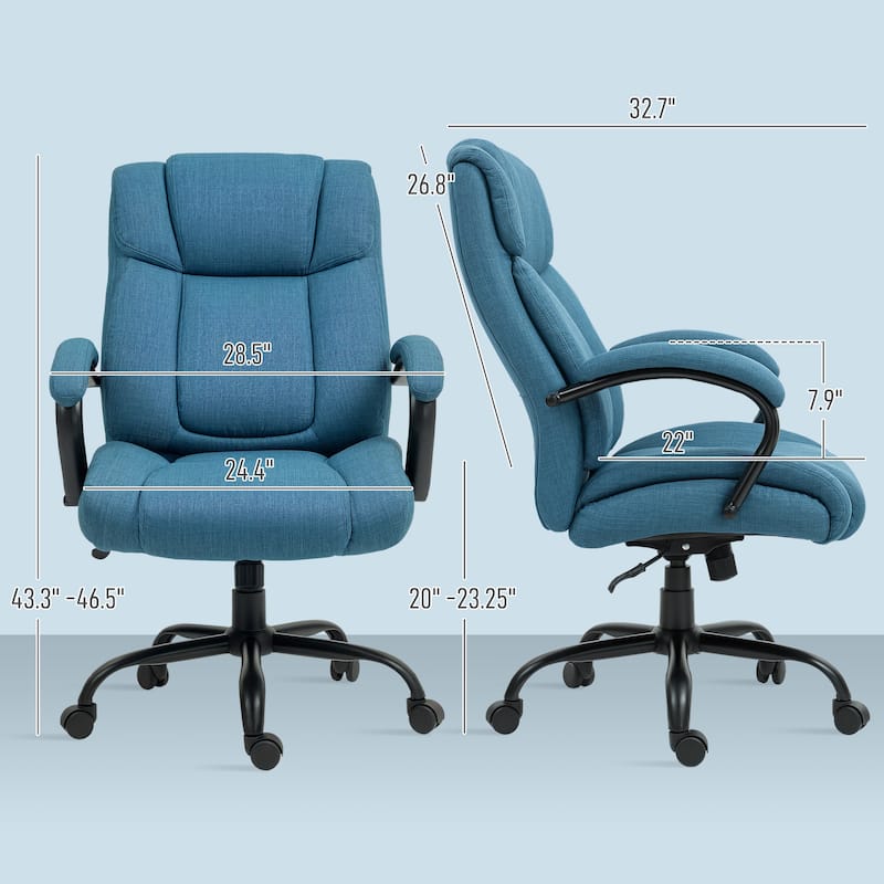 Vinsetto Big and Tall Executive Office Chair High Back Computer Desk Chair Ergonomic Swivel Chair with Linen Fabric