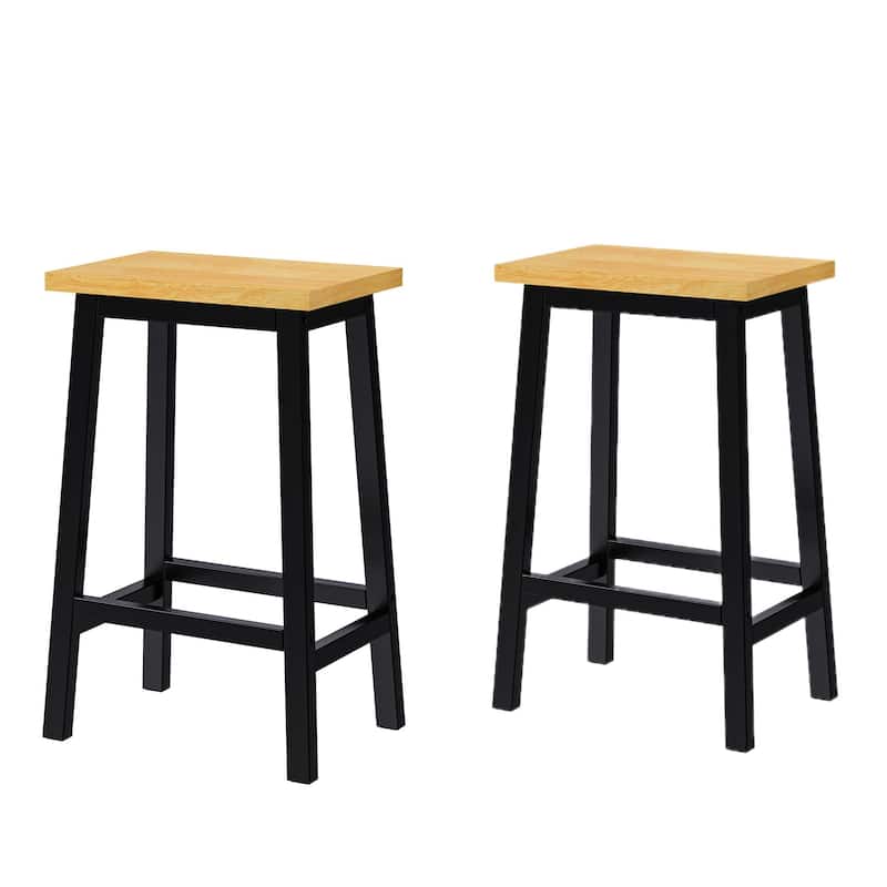 Solid Wood Bar Stools (Not Cheap Iron), 25.6" Tall Set of 2 Bar Chairs, Kitchen Counter Stools with Footrests