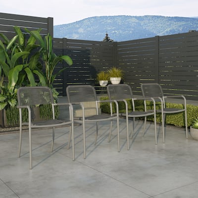 Amazonia Curry 2pc or 4pc Aluminum & Rope Outdoor Patio Dining Chairs