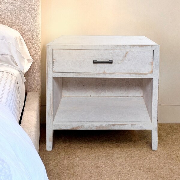 Solid white bedside table discount