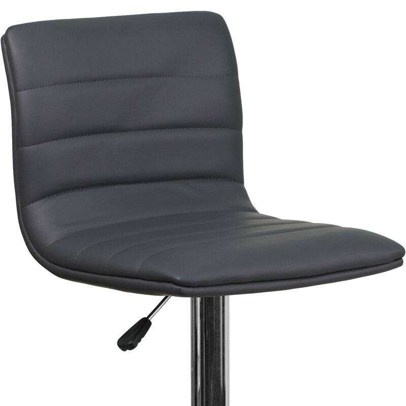 Modern Vinyl Adjustable Height Barstool with Horizontal Stitch Back - 16"W x 19"D x 35" - 44"H - 16"W x 19"D x 35" - 44"H