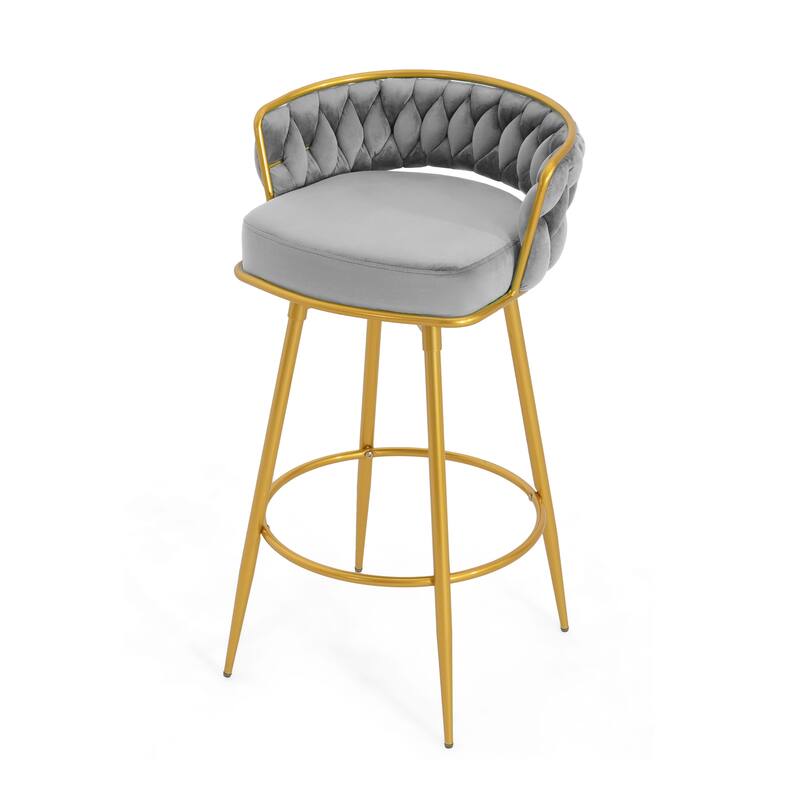 Ostweer Furniture 31.5" Modern Low Back Upholstered Bar Chairs Set of 2 - Beige