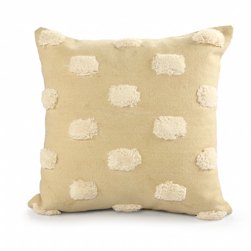 HomeRoots 20" X 20" Cream And White 100% Cotton Zippered Pillow