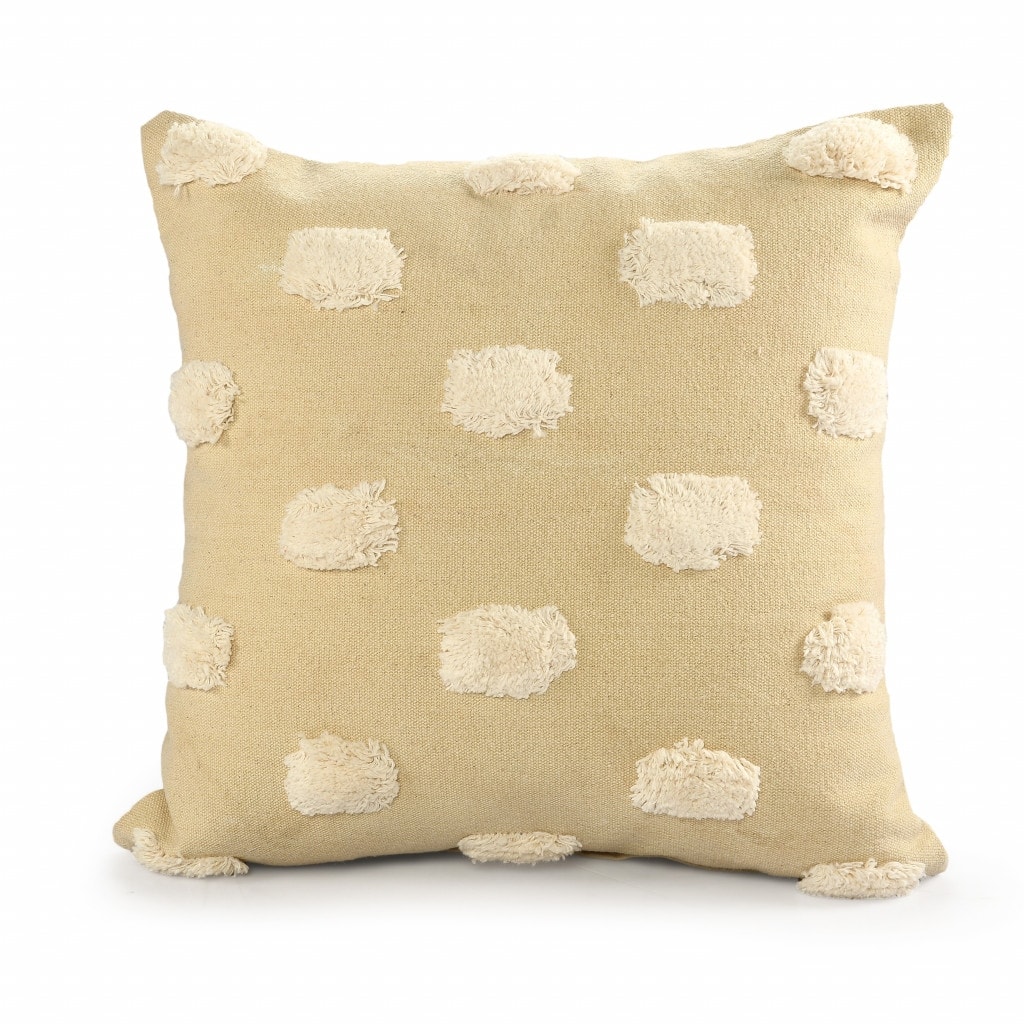 HomeRoots 20" X 20" Cream And White 100% Cotton Zippered Pillow