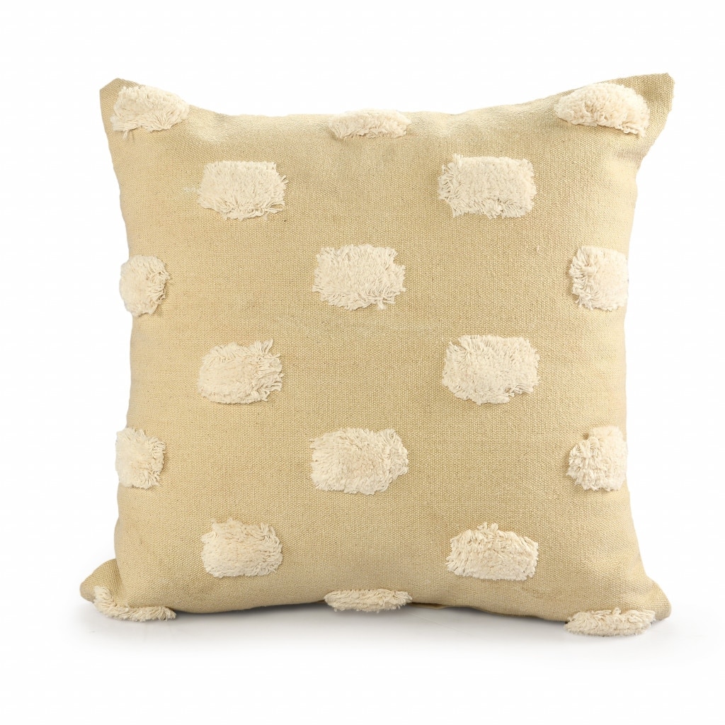 HomeRoots 20" X 20" Cream And White 100% Cotton Zippered Pillow