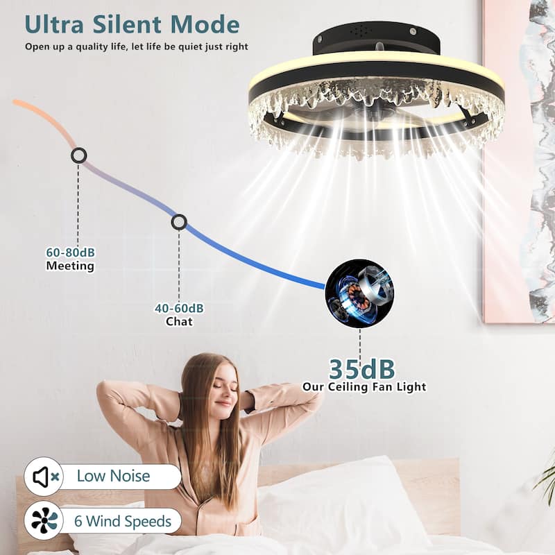16" Modern LED Ceiling Fan with Light
