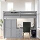 preview thumbnail 1 of 28, Full Size Wood Loft Bed with Wardrobe, Desk and Drawers