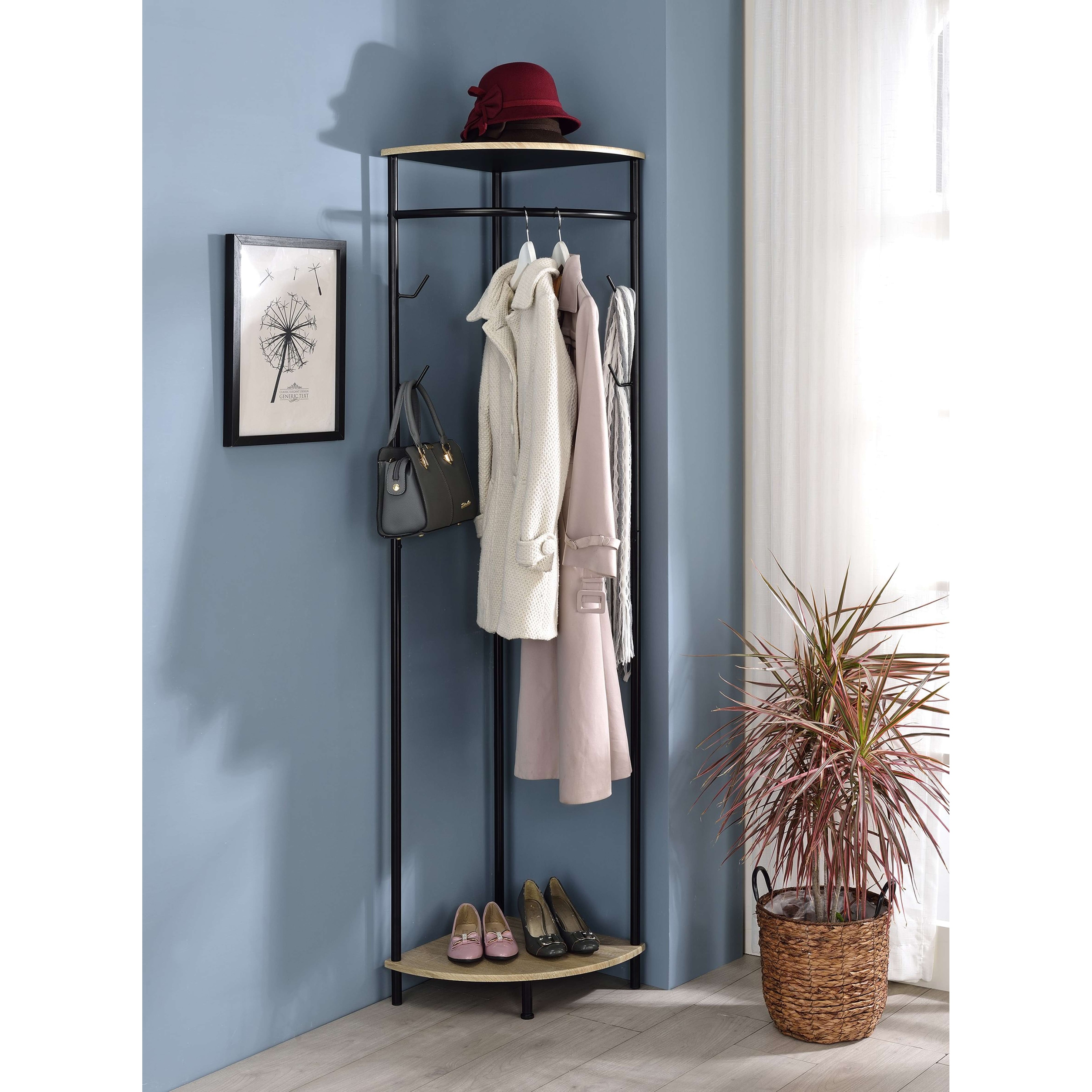 Corner Hall Tree Coat Rack With Shelf Shoe Storage On Sale