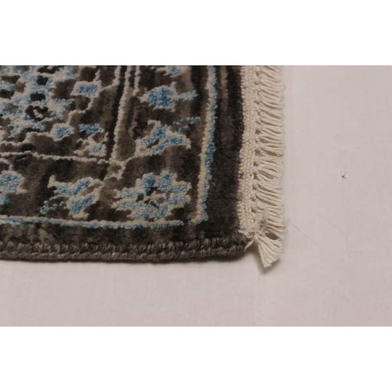 ECARPETGALLERY Hand-knotted Heritage Dark Grey Silk, Wool Rug - 6' x 9' 4"