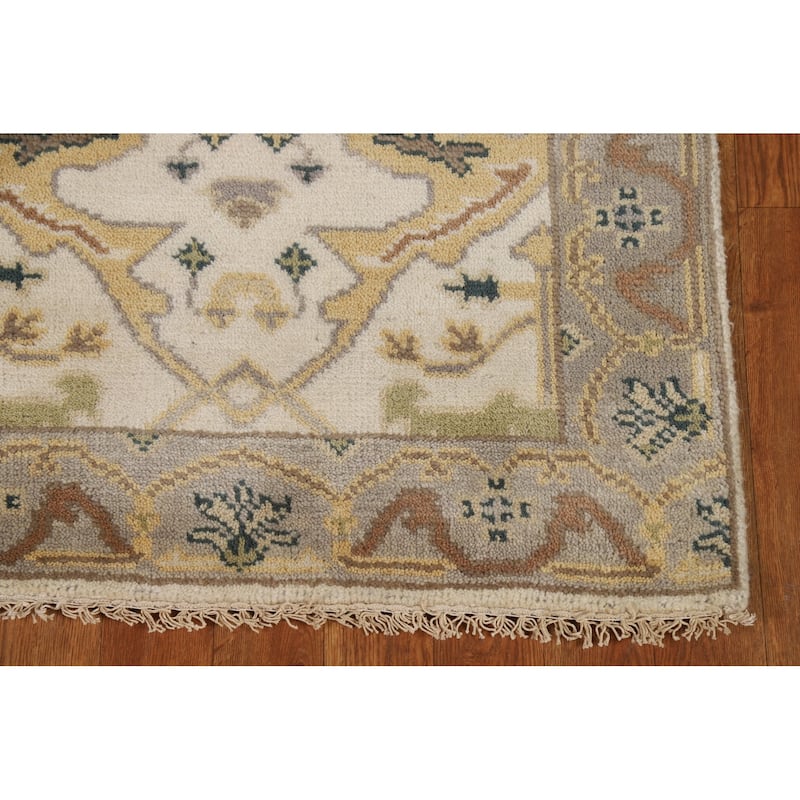Ivory Oushak Indian Runner Rug Handmade Wool Carpet - 2'7"x 7'9"