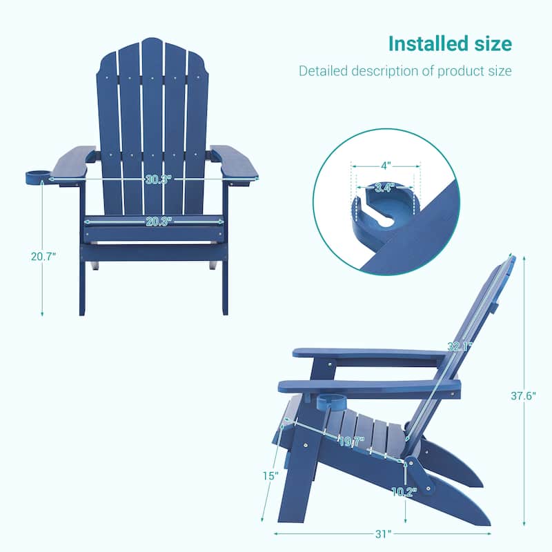 Bonosuki Folding Adirondack Chair Patio Outdoor Plastic Fire Pit Chair