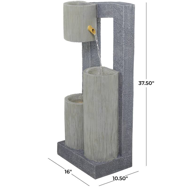 Fiberglass 3 Tier Fountain with LED Light - Gray - Roche River Decor