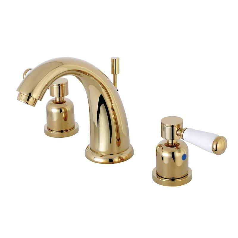 Kingston Brass Paris 1.2 GPM Widespread Bathroom Faucet with Porcelain - Polished Brass