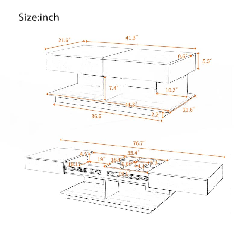 Efficient Central Coffee Table with Multiple Storage Compartments