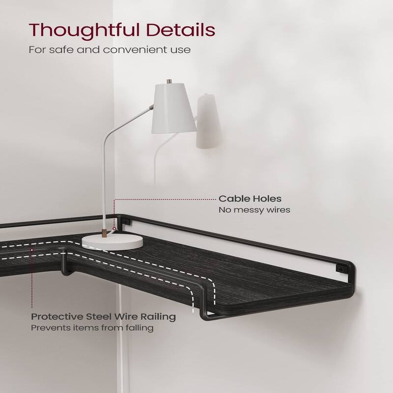 Corner Shelf Wall Mount Set of 2 - 15.7"D x 5.5"W x 1.6"H
