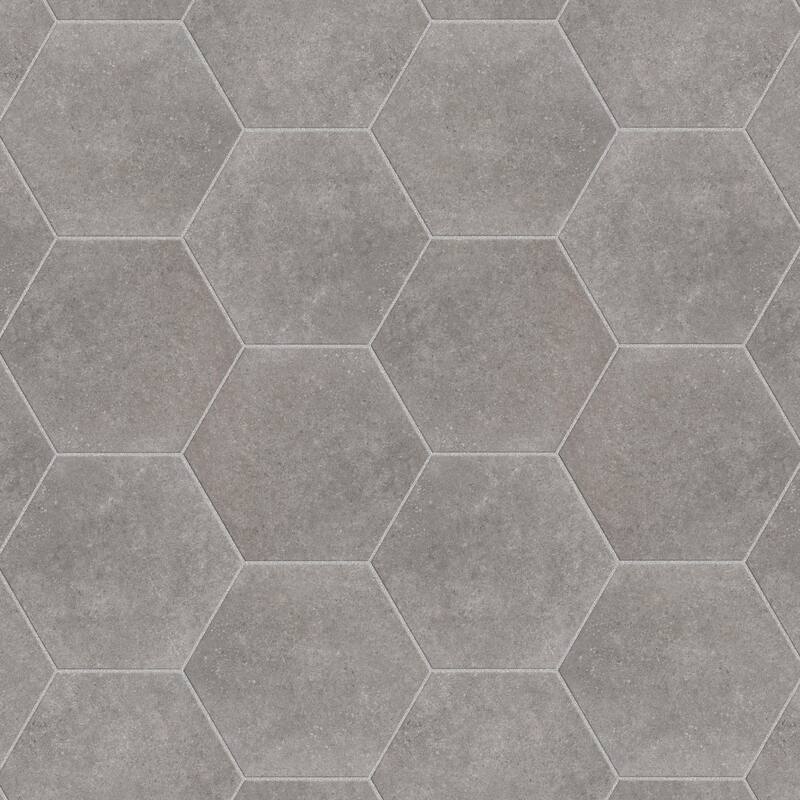 Merola Tile Traffic Hex Grey 8-5/8" x 9-7/8" Porcelain Floor and Wall Tile