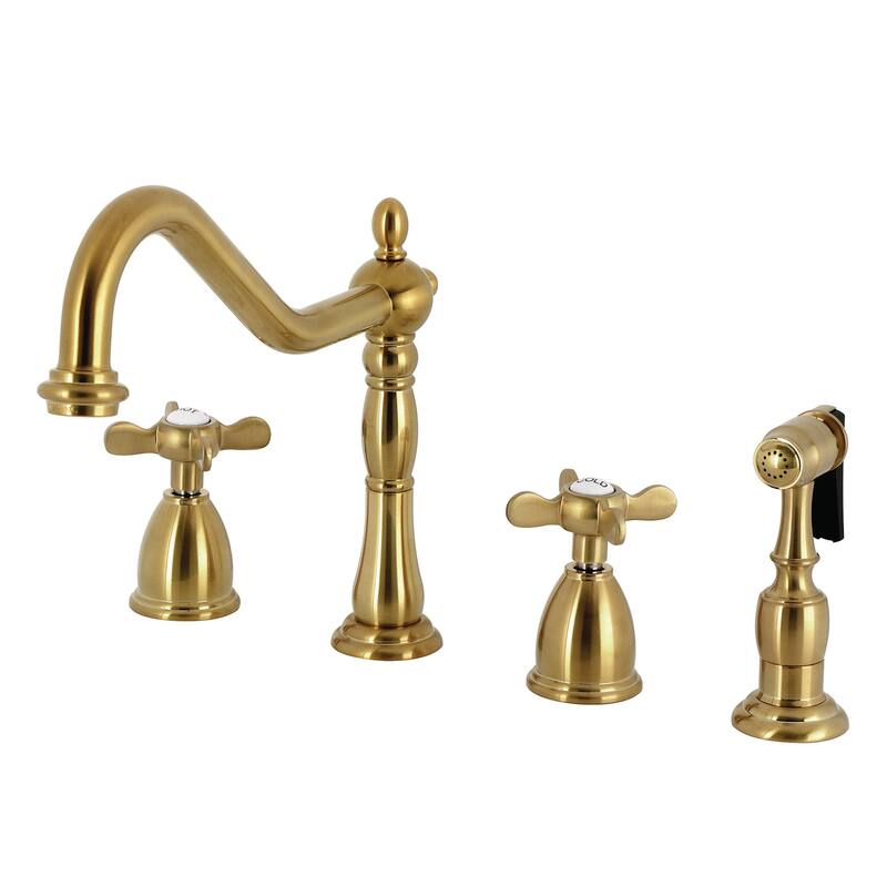 Kingston Brass Essex 1.8 GPM Widespread Kitchen Faucet - Includes Side - Brushed Brass