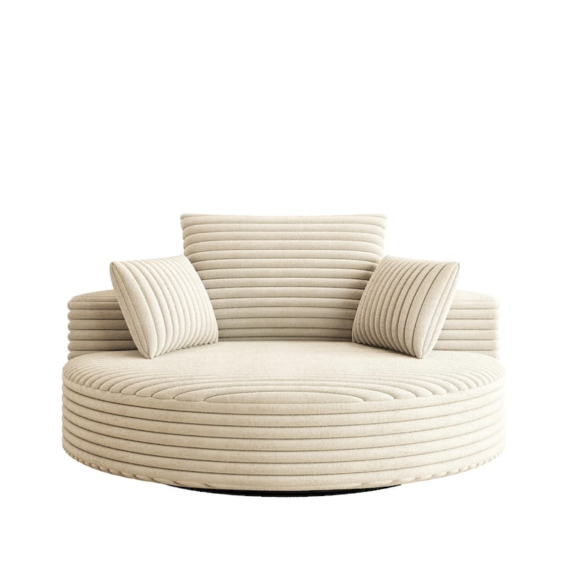 55"L Corduroy Chenille Foam Single Swivel Chair, Fluffy Modern Sleeper, 360 Degree Swivel Chair, Lounge and Projection Room